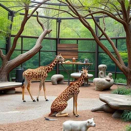 Guided tour group observing animals